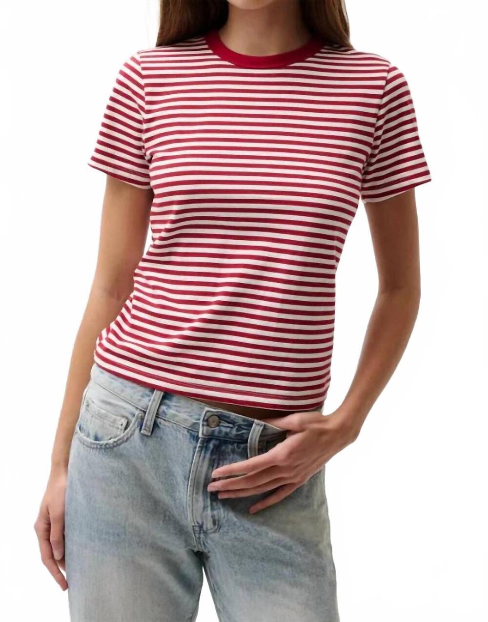 NEW PISTOLA alba shrunken tee in racer red stripe